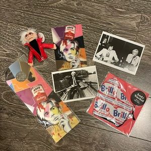 Andy Warhol - you get: magnet finger puppet, 3 postcards, door hanger, face mask